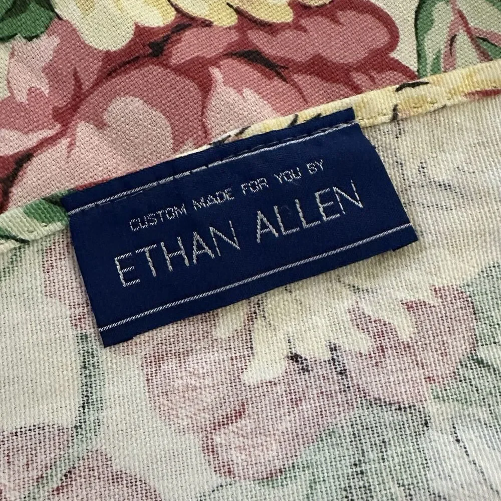 Ethan Allen Vintage Round Tablecloth Floral Pattern 76 inches